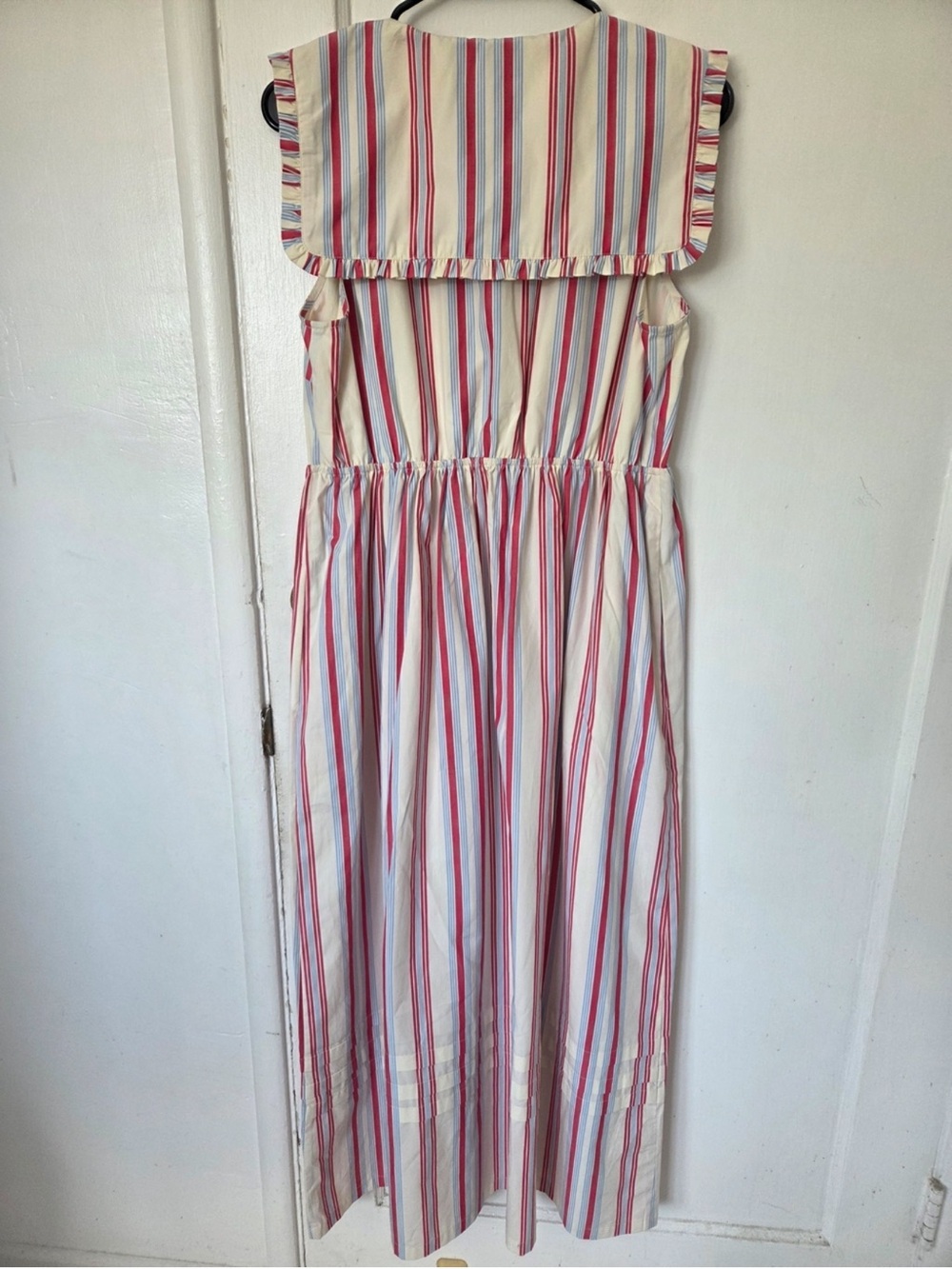 Caroline Constas Pink & Cream Striped Maxi Dress with Ruffle Collar - Picture 5 of 5